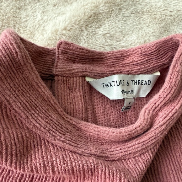 Madewell Texture & Thread Buttonback Mockneck Autumn Berry Size M - Picture 4 of 8